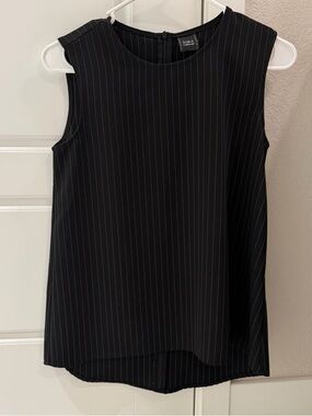 iORA Black Pinstripe Sleeveless Shell Top